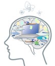 Busy confused brain isolated illustration