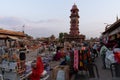 Busy and congested view of famous Sardar Market and Ghanta ghar Clock tower in Jodhpur, Rajasthan, India