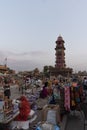Busy and congested view of famous Sardar Market and Ghanta ghar Clock tower in Jodhpur, Rajasthan, India