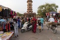 Busy and congested view of famous Sardar Market and Ghanta ghar Clock tower in Jodhpur, Rajasthan, India