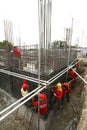 Busy construction site with workers