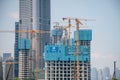 Busy construction site of Wuhan Greenland Center, many large buildings are springing up