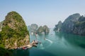 Busy cove near Sung Sot Cave in Halong Bay