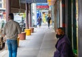 Busy covered sidewalk in Cape Town. Royalty Free Stock Photo