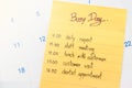 Busy day and plan on calendar. Royalty Free Stock Photo