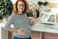 Smart pregnant woman working at home Royalty Free Stock Photo