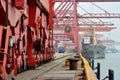 Busy dock area in Xiamen, Fujian, China