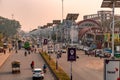 Busy downtown street of Butwal city in Nepal