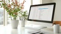 A busy email inbox on a computer screen, with an organized list of emails featuring different subject lines Royalty Free Stock Photo