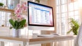 A busy email inbox on a computer screen, with an organized list of emails featuring different subject lines Royalty Free Stock Photo