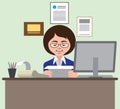 Busy Cartoon Female Accountant