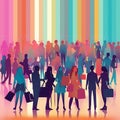 Busy group of people, public silhouettes colorful design, high detail shopping centre Royalty Free Stock Photo