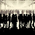 Busy group of people, public silhouettes colorful design, high detail shopping centre Royalty Free Stock Photo