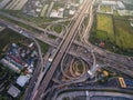 Busy highway junction from aerial view Royalty Free Stock Photo