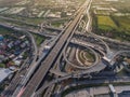 Busy highway junction from aerial view Royalty Free Stock Photo