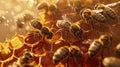 The busy honey bees.AI generated image Royalty Free Stock Photo