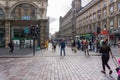 Busy Hope Street within the city centre of Glasgow Scotland.