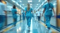 Busy hospital staff in motion, urgency embodied.