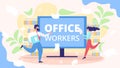 Busy, Hurrying Office Workers Flat Vector Concept