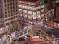 Busy intersection in city at night Royalty Free Stock Photo