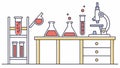 Busy laboratory workbench with various equipment, vector design Generative AI Royalty Free Stock Photo