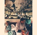 BUSY life.. all are running, a busy train compartment