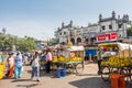 Busy local markets surrounding the Charminar, a monument and mosque located in Hyderabad, Telangana, India