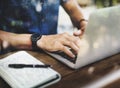 Busy man working on a laptop Royalty Free Stock Photo