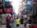 A busy market street in Mong Kok, Hong Kong Royalty Free Stock Photo