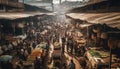 Busy market vendor selling fresh fruit in crowded street market generated by AI Royalty Free Stock Photo