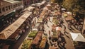 Busy market vendor selling fresh fruit to crowded city customers generated by AI Royalty Free Stock Photo