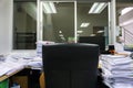Busy, messy and cluttered workplace, full of documents