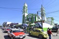 Busy Mexican street and church