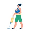 Busy Mother Housekeeping And Communicate Vector