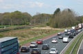 Busy motorway, empty railway, rural Lancashire Royalty Free Stock Photo