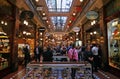 Ornate shopfronts with shoppers strolling in decorative Victorian atrium of historic Strand Arcade in Sydney CBD, Australia Royalty Free Stock Photo