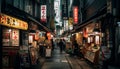 Busy night in Mong Kok, famous shopping district generated by AI