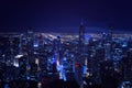 Busy night skyline view of Chicago city downtown Royalty Free Stock Photo