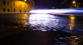 Busy Nighttime Cobblestone Street in Rome, Italy Royalty Free Stock Photo