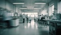 Busy office corridor with a group of people walking inside generated by AI