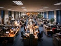 Busy office space with workers at cubicles Royalty Free Stock Photo