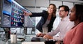 Busy Office Workers Utilizing Kanban Task Board
