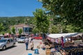 A busy open market in the streets of the city of Tetovo, in North Macedonia, former Yugoslavia.