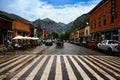 Busy pedestrian crossing in the main street of Telluride, Colorado