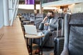 Busy person checking time on his hand watch Royalty Free Stock Photo