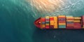 A busy port with containers being loaded onto a cargo ship showcasing global trade and logistics.