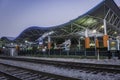 Busy rail and bus transportation center in Orlando,Florida serving early morning commuters during the early morning hours