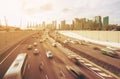 Busy road and city background during rush hour Royalty Free Stock Photo