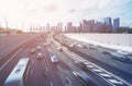 Busy road and city background during rush hour Royalty Free Stock Photo