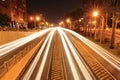 Busy road at night Royalty Free Stock Photo